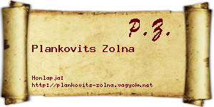 Plankovits Zolna névjegykártya